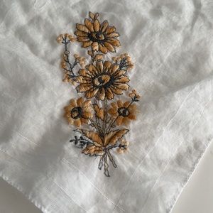 Vintage Handkerchief with Embroidered Flower!